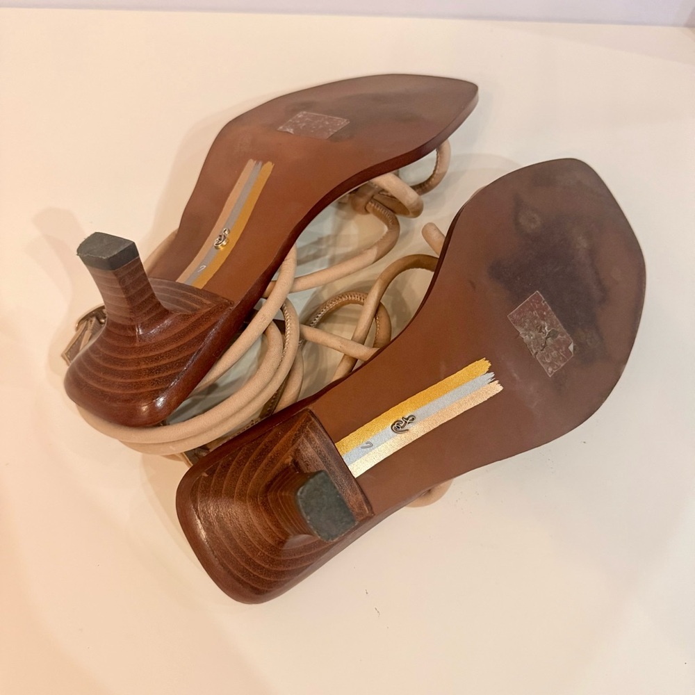 Sam Edelman Dia Ankle Wrap Strappy Nude Warm Oat Sandals Size 7 EUC - Picture 5 of 7